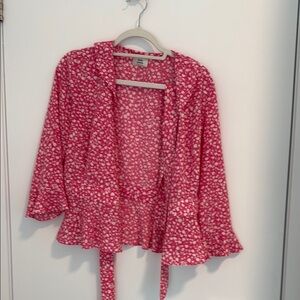 Aritzia Pink Floral Blouse